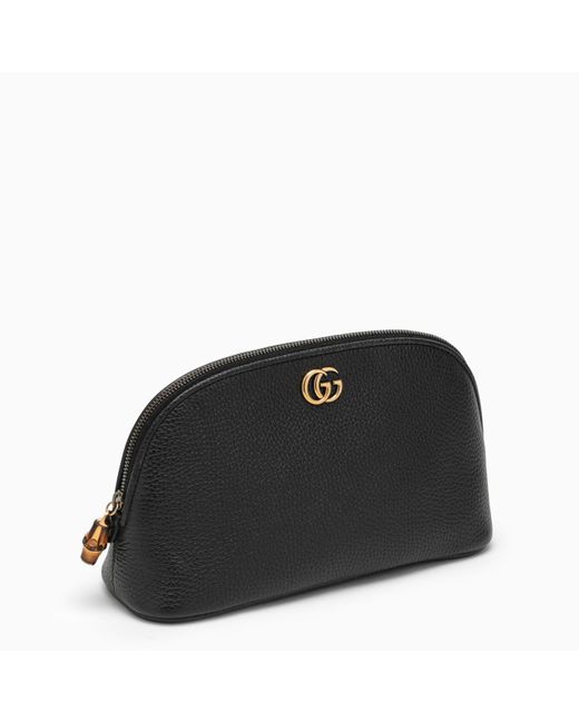 Gucci Black Leather Beauty Case With Logo