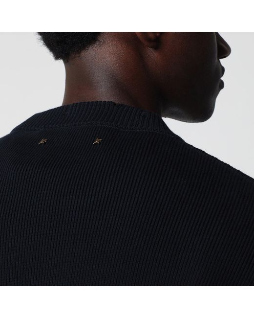 Golden Goose Deluxe Brand Black Dark Cotton-Blend Sweater With Distressed Effect for men