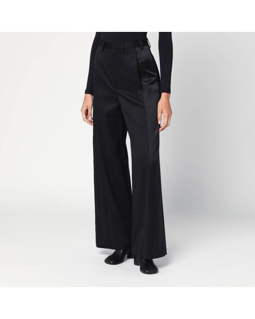 MM6 by Maison Martin Margiela Black Satin Palazzo Pants