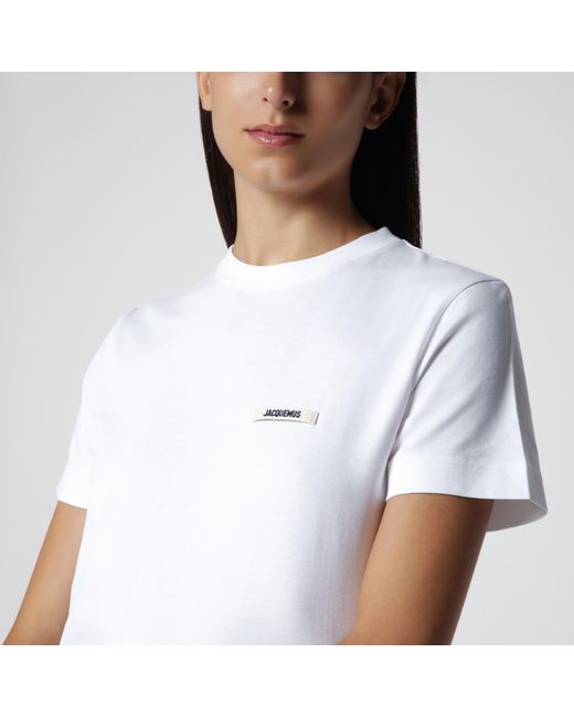 Jacquemus White Fitted T-Shirt With Grosgrain Logo
