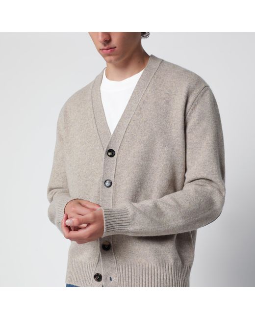 Bottega Veneta Gray Greige Mélange Cashmere-Blend Cardigan for men