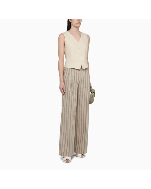 Gilet monopetto beige in lino di Weekend by Maxmara in Natural
