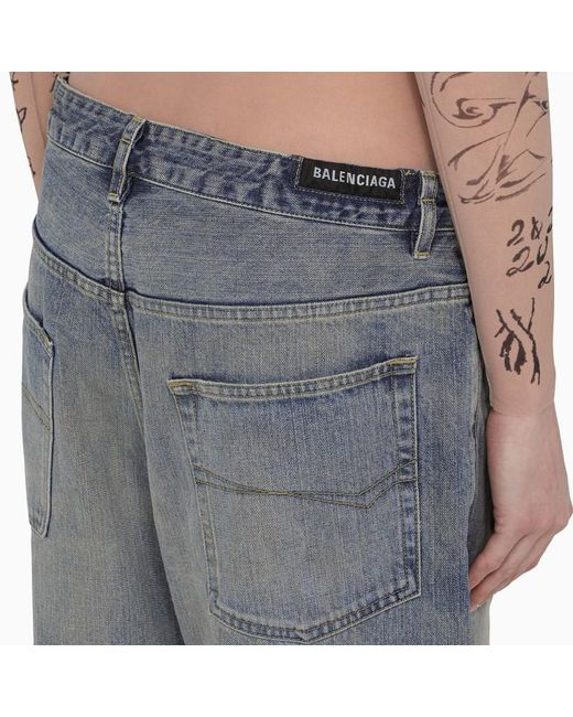 Jeans baggy oversize chiaro in denim slavato di Balenciaga in Gray