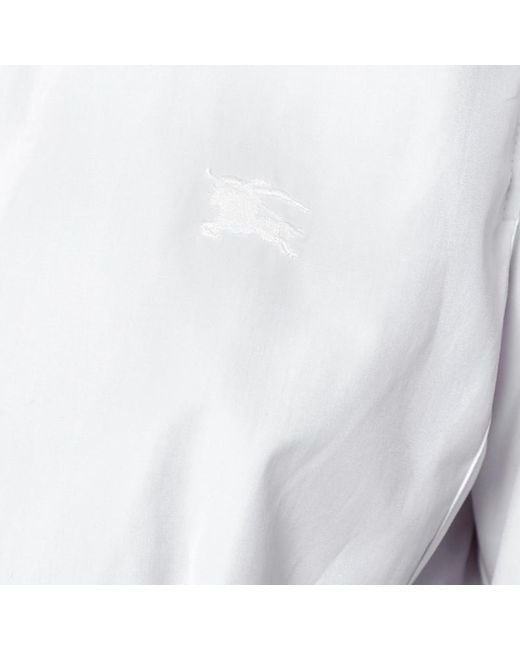 Camicia bianca in cotone con vestibilità slim di Burberry in White