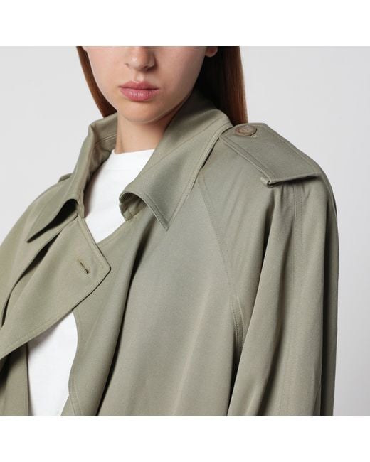 Frankie Shop Green Elva Short Fluid Trench Coat
