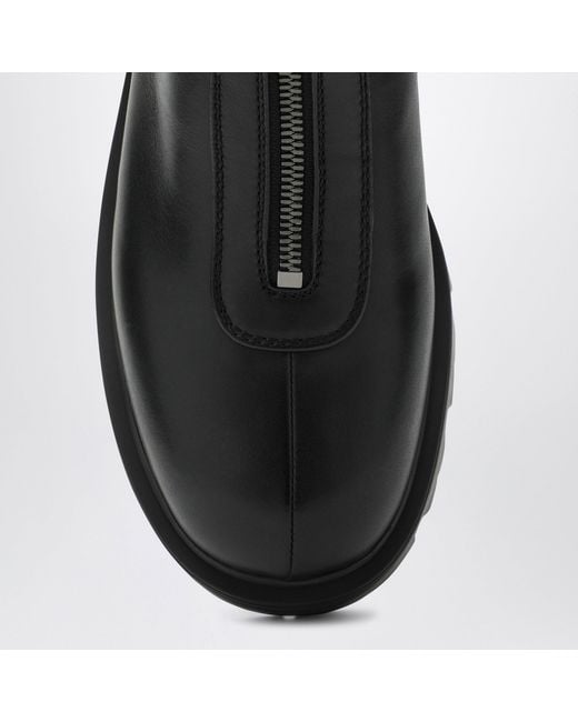 Prada Black Leather Zip-Up Ankle Boots