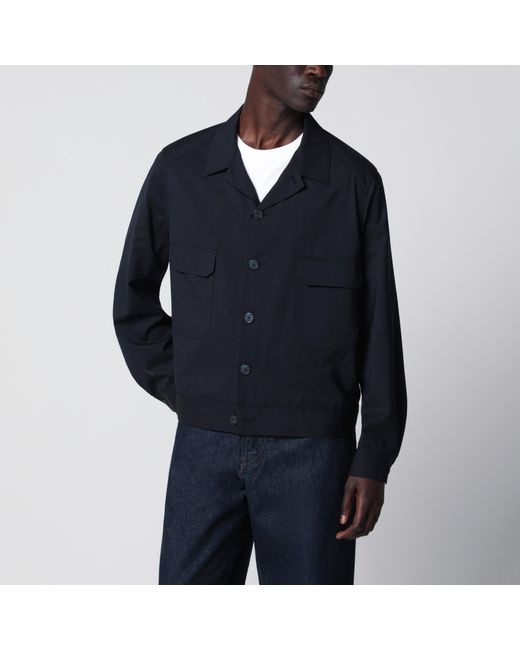 Santaniello Blue Wool-Blend Overshirt Jacket for men