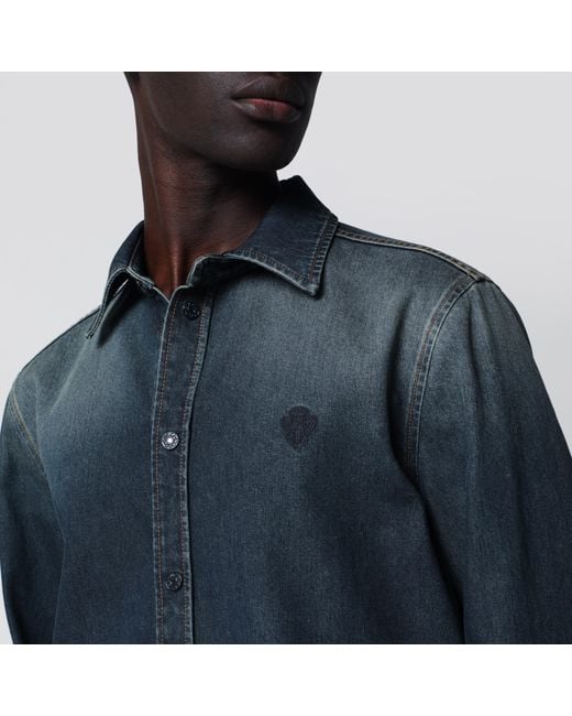 Gucci Blue Denim Shirt With Washed Effect for men