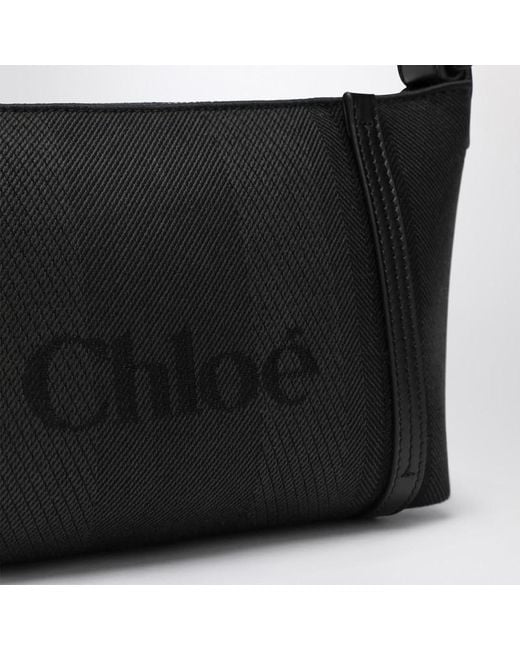 Borsa carry a righe nera in tela di Chloé in Black