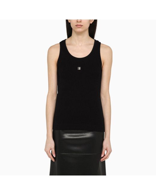 Givenchy Black Cotton Tank Top With Logo