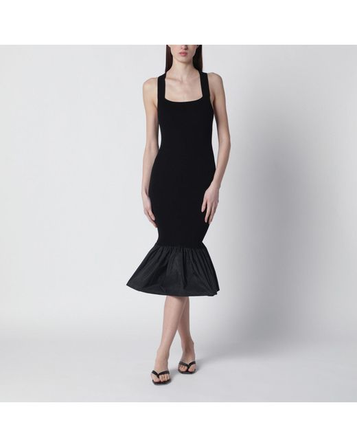 Patou Black Dress With Faille Ruffle Hem