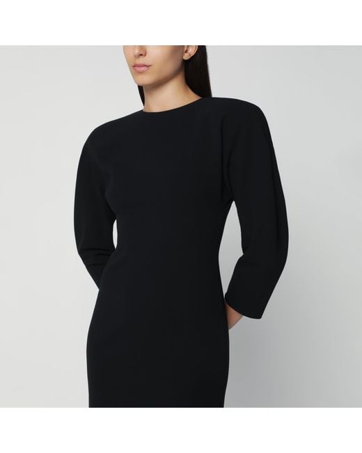 ANDAMANE Black Midi Dress With Rounded Shoulders