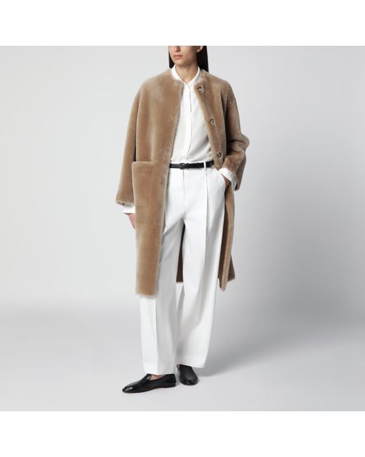 Blancha Natural Hazelnut Reversible Shearling Coat