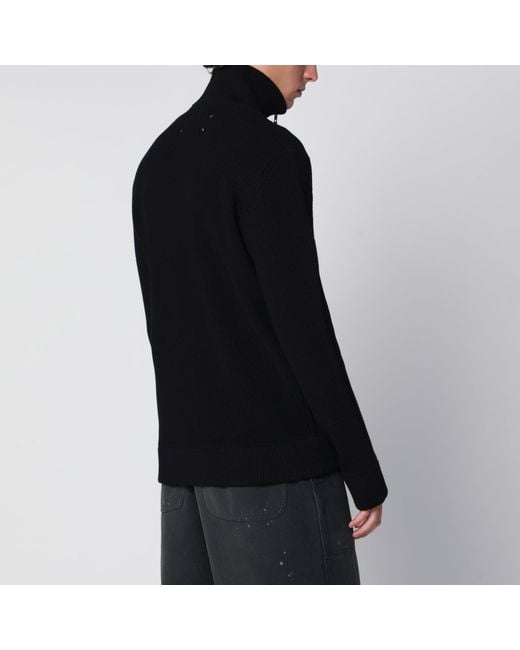 Maison Margiela Black Zip-Up Knit Cardigan for men