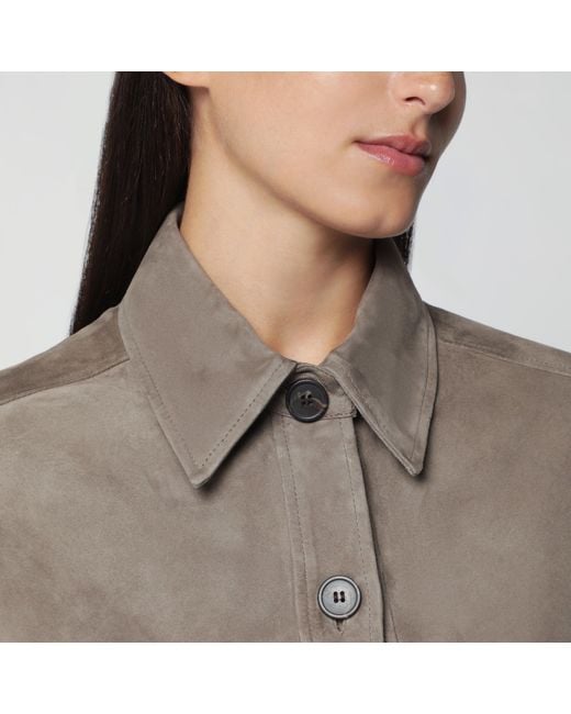 Arma Gray Taupe Kaylee Suede Shirt Jacket