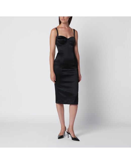 Dolce & Gabbana Black Satin Bustier Dress
