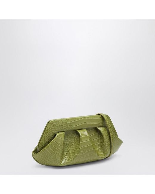 THEMOIRÈ Green Emera Clutch Kiwi Mit Krokodileffekt
