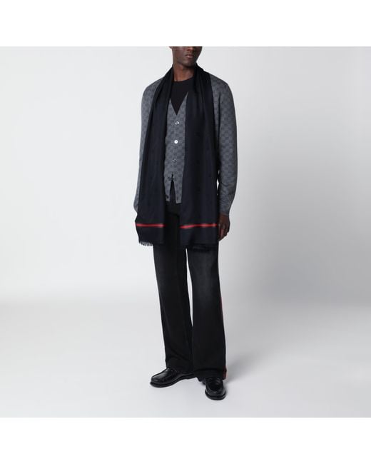 Gucci Blue Midnight Wool And Silk Stole for men