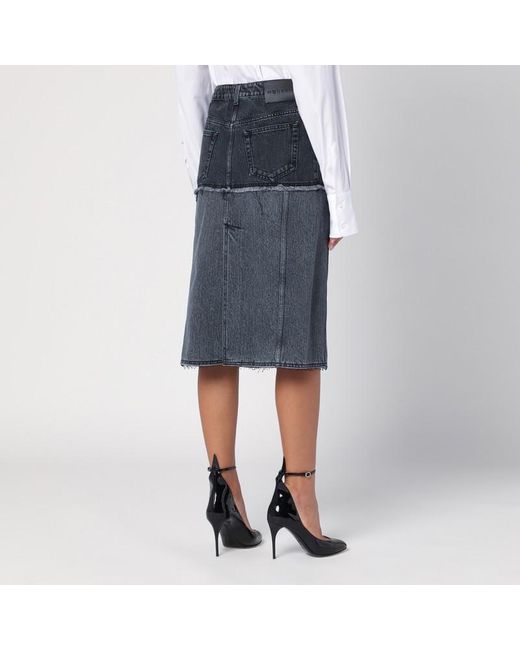 Jupe En Denim Bicolore Noire Alexander McQueen en coloris Blue