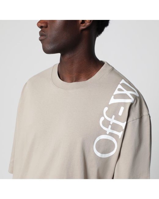 Off-White c/o Virgil Abloh Natural Cotton Crew-Neck T-Shirt With Printed Logo for men