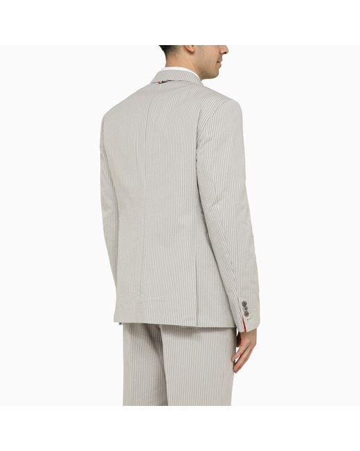 Thom Browne Gray Light Grey Single Breasted Pinstripe Jacket for men