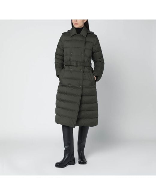 Burberry Black Dark Double-Breasted Padded Coat With Belt