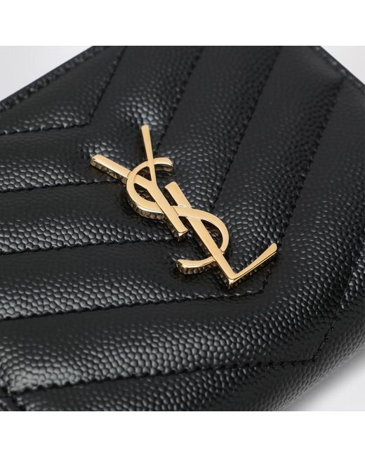 Portafoglio bi-fold cassandre matelassé di Saint Laurent in Black