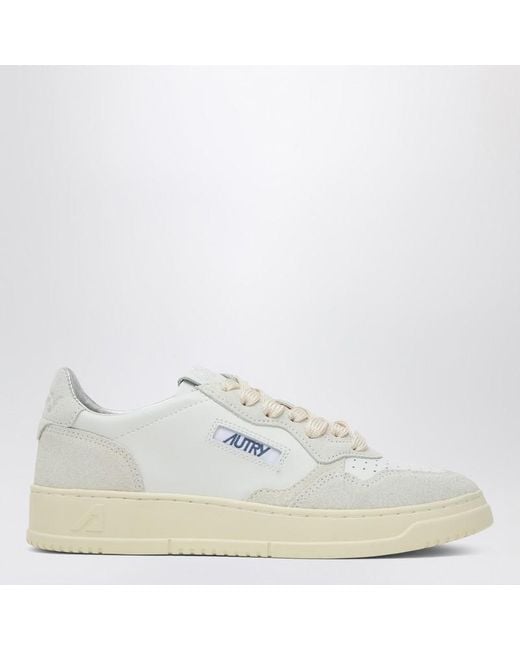 Autry White Medalist Trainer Aus Weißem Leder Und Wildleder