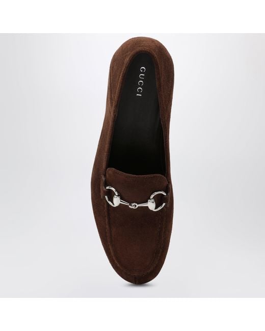 Gucci Brown Jordaan Soft Suede Loafers