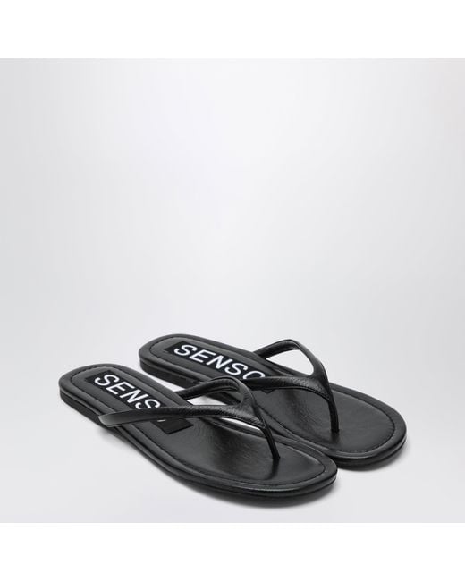 Senso Black Ebony Leather Nora Slides