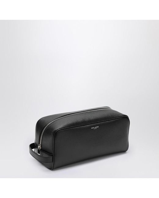 Saint Laurent Beauty Case Aus Schwarzem Genarbtem Leder in Black für Herren