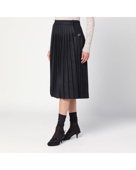 Prada Black Pleated Wool Skirt