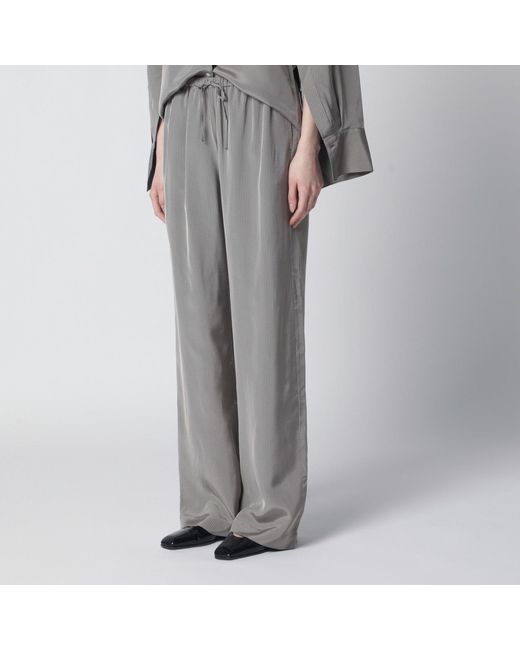 Rohe Gray Light Wide Striped Trousers