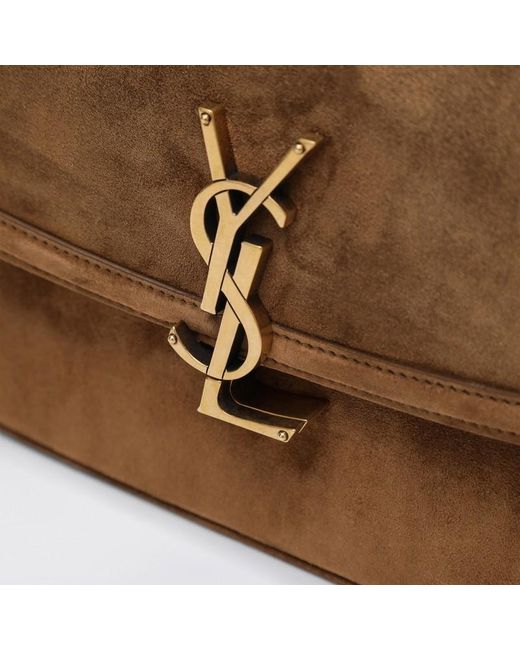 Saint Laurent Brown Borsa Solferino Medium Aus Wildleder Karamell Cognac