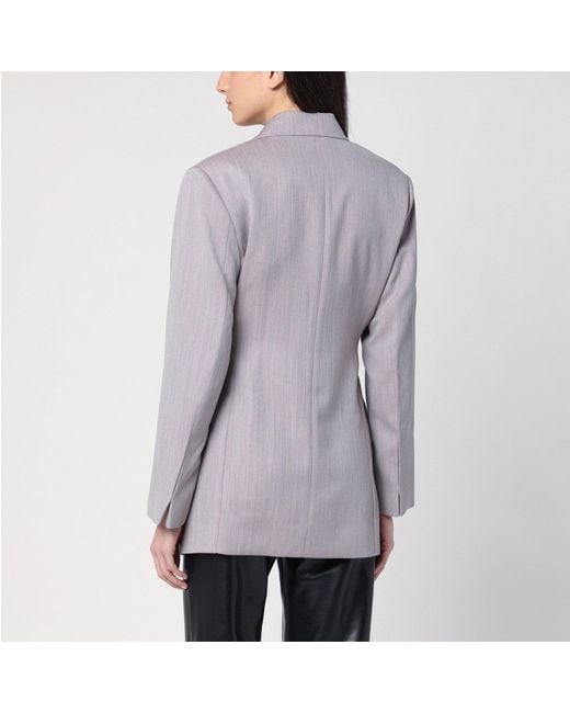 Victoria Beckham Gray Light Jacket With Belt