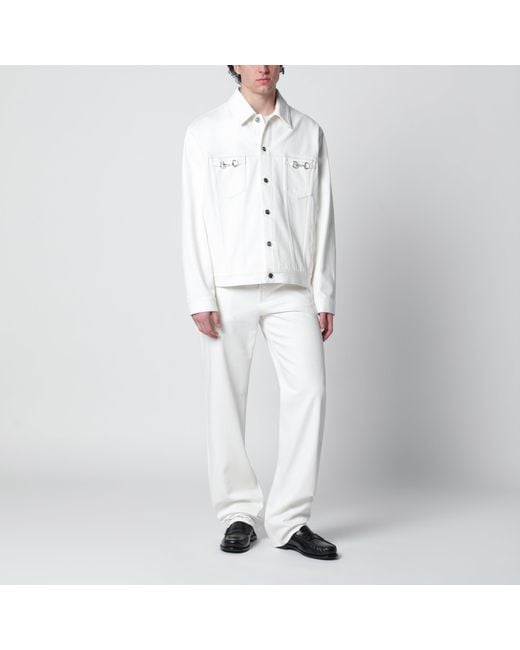 Gucci White Trousers With Horsebit Detail for men