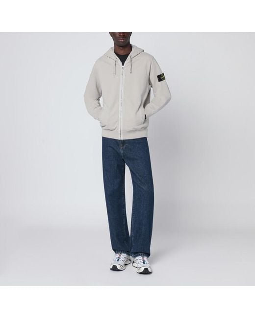 Stone Island Gray Pearl Zip Sweatshirt for men
