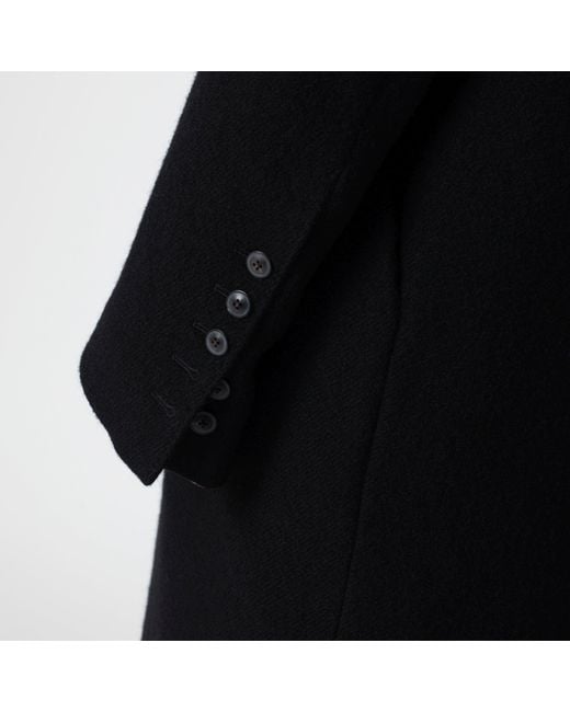 Rick Owens Black Single-Breasted Wool Coat for men