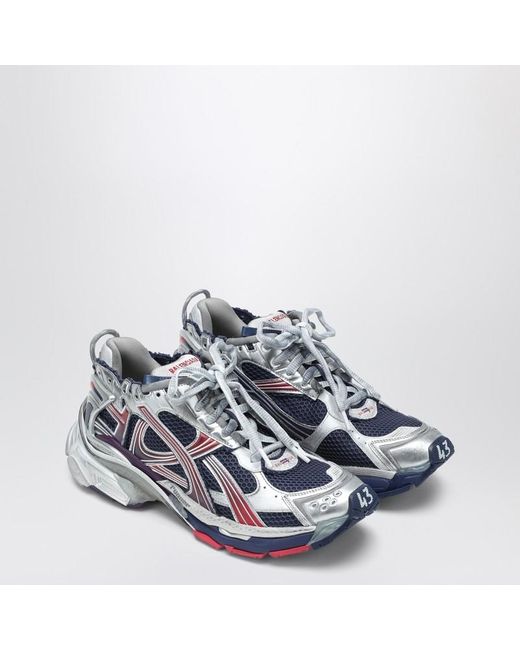 Sneaker runner argento/blu/rosso di Balenciaga in White da Uomo