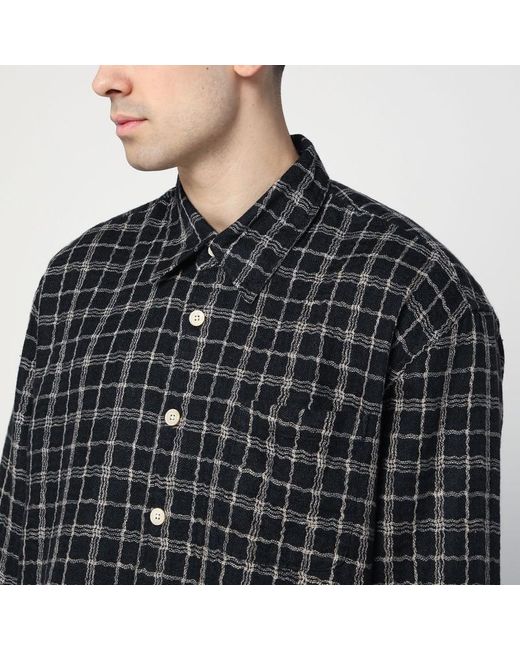 Camicia nera a quadri in cotone e lino di Our Legacy in Black da Uomo