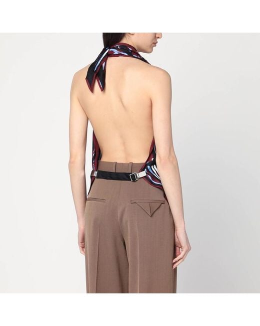 Top in twill di seta stampata di Bottega Veneta in Purple