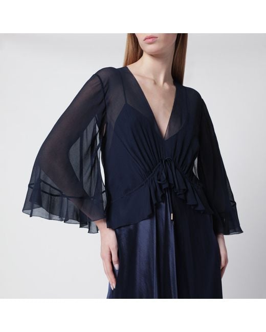 Alberta Ferretti Blue Long Semi-Transparent Dress