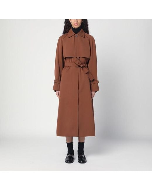 Trench Marron En Gabardine Déperlante Max Mara en coloris Brown
