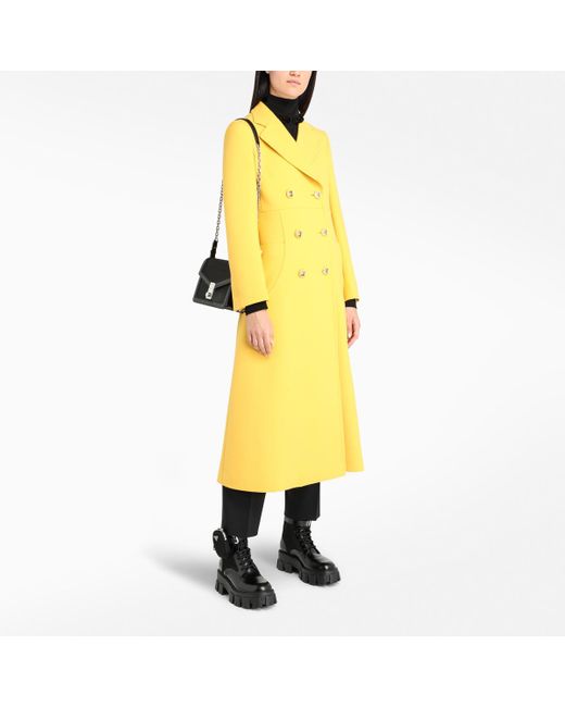 Prada Yellow Double-breasted Coat | Lyst