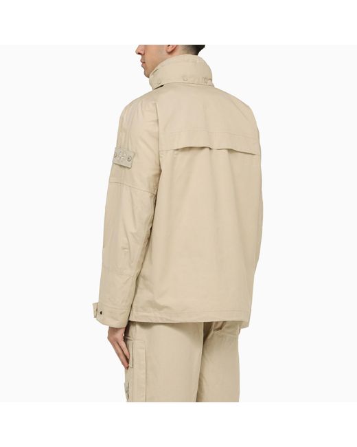 Stone Island Natural Lightweight Hooded Jacket With Logo for men