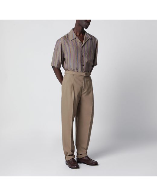 Saint Laurent Brown High-Waisted Tailored Trousers With Belt for men