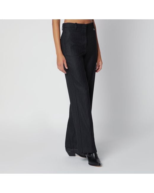 Isabel Marant Blue Pinstripe Wool-Blend Trousers