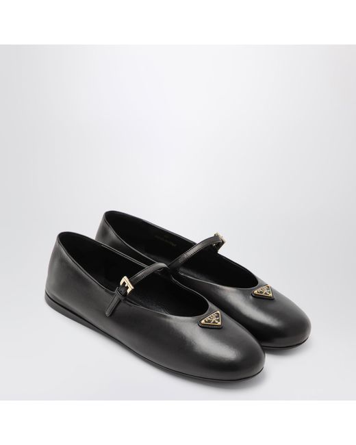 Prada Black Nappa Leather Ballet Flats