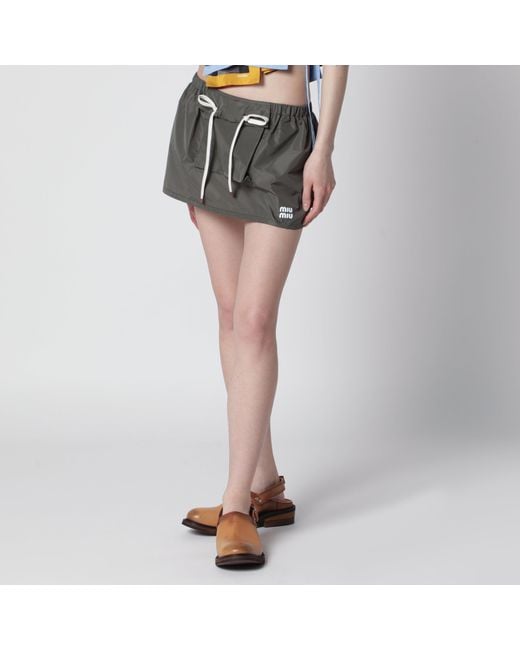 Miu Miu Black Tela Tec Miniskirt With Front Pocket