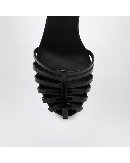 Givenchy Black Patent Leather Cage Heeled Sandals